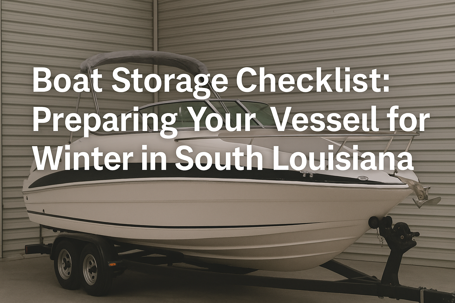 Boat winterization checklist for South Louisiana, highlighting steps like cleaning, drying, fuel stabilizing, mold prevention, and preparing a boat for winter storage in Prairieville.